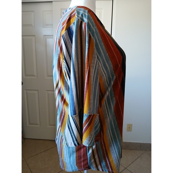 Ellen Weaver Plus Size 2X Boho Striped Blouse Multicolor Tunic Top Casual Chic - Picture 4 of 16